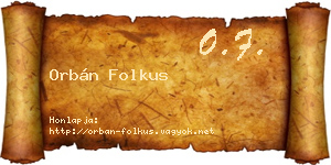 Orbán Folkus névjegykártya